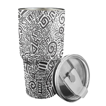 Black And White - 30oz Insulated Stainless Steel Mobile Tumbler