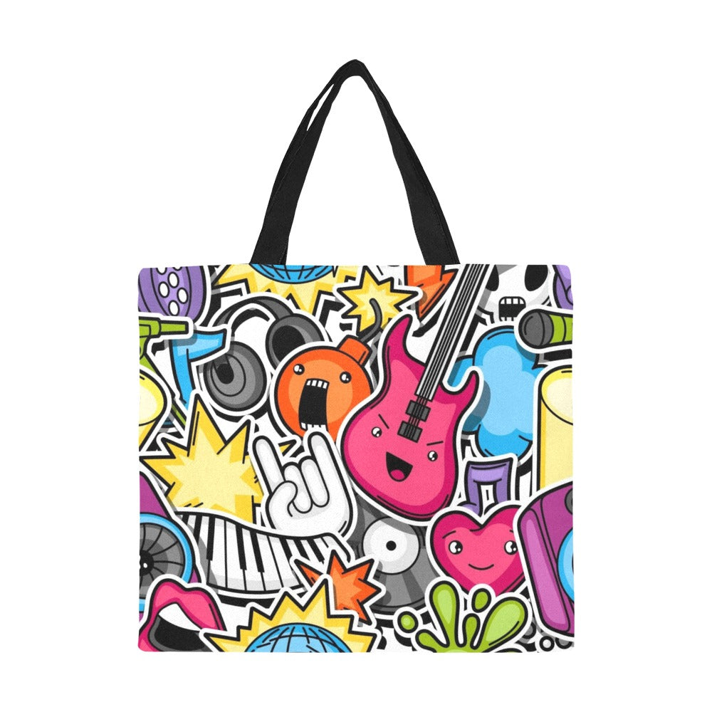 Sticker Music - Full Print Canvas Tote Bag Full Print Canvas Tote Bag