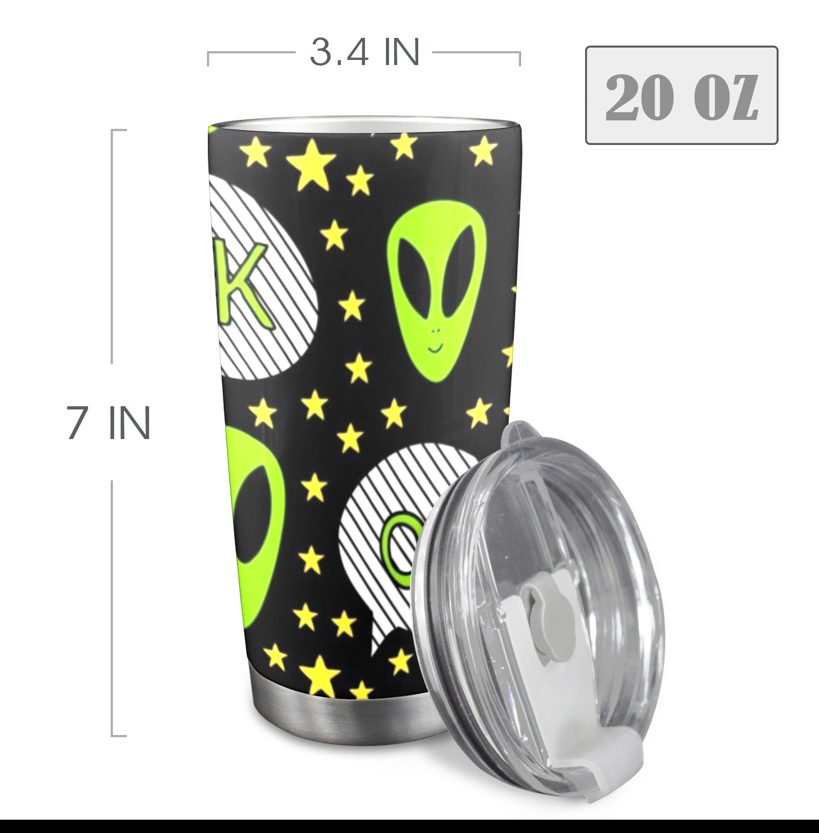 Alien OK - 20oz Travel Mug with Clear Lid Clear Lid Travel Mug Sci Fi