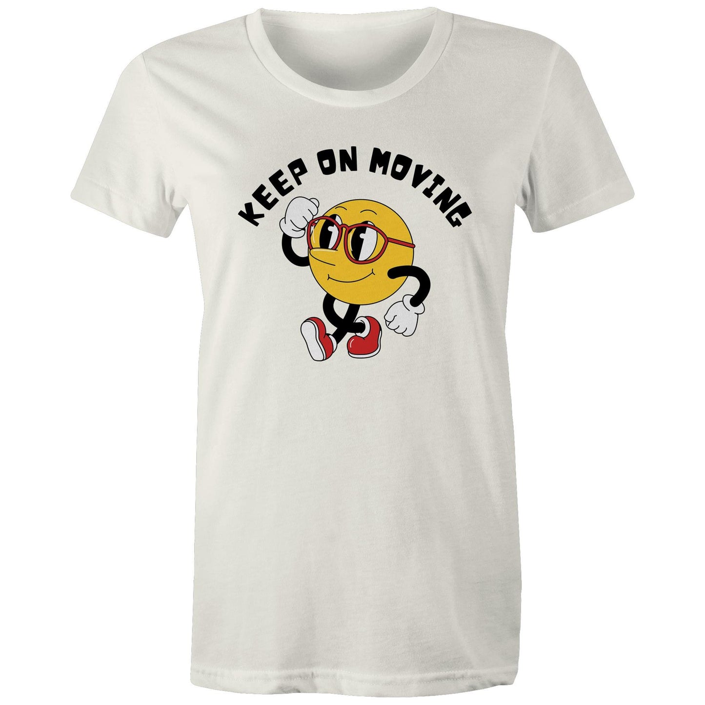 Keep On Moving - Womens T-shirt Natural Womens T-shirt Fitness Printed In Australia