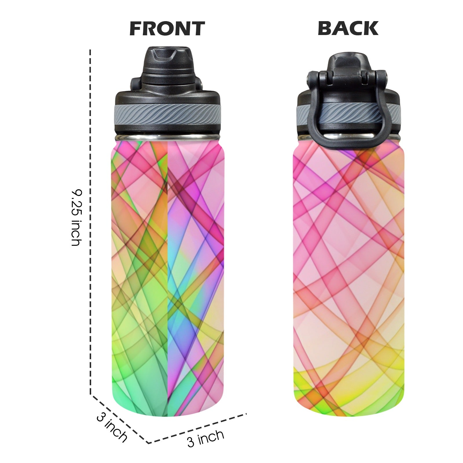 Colourful Lines - Insulated Water Bottle with Dual-Use Lid (18oz) Insulated Water Bottle with Dual-Use Lid (18oz) Printed Offshore