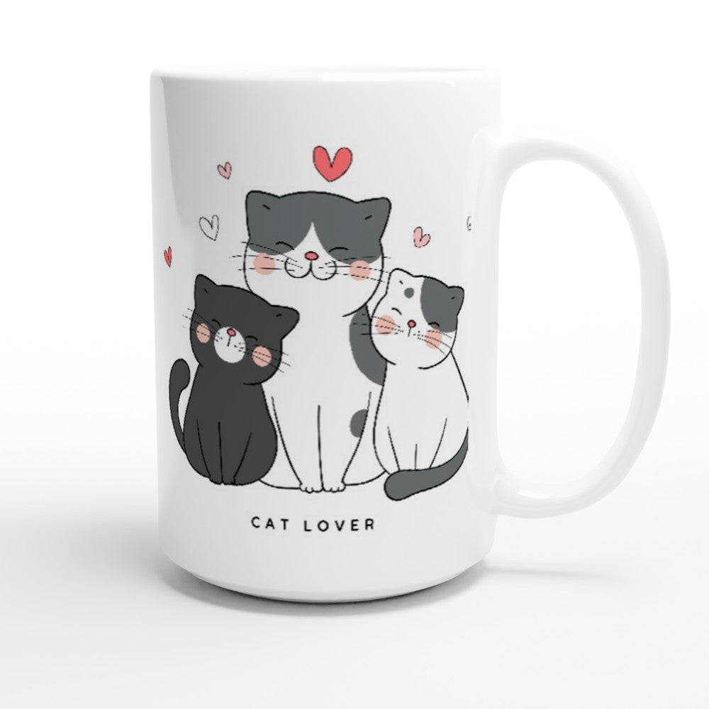 Cat Lover - White 15oz Ceramic Mug 15 oz Mug animal Globally Fulfilled