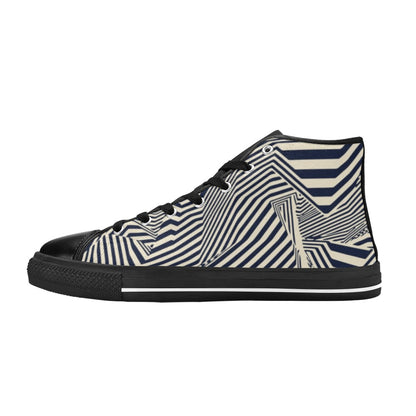 Crazy Lines - Women's High Top Canvas Shoes