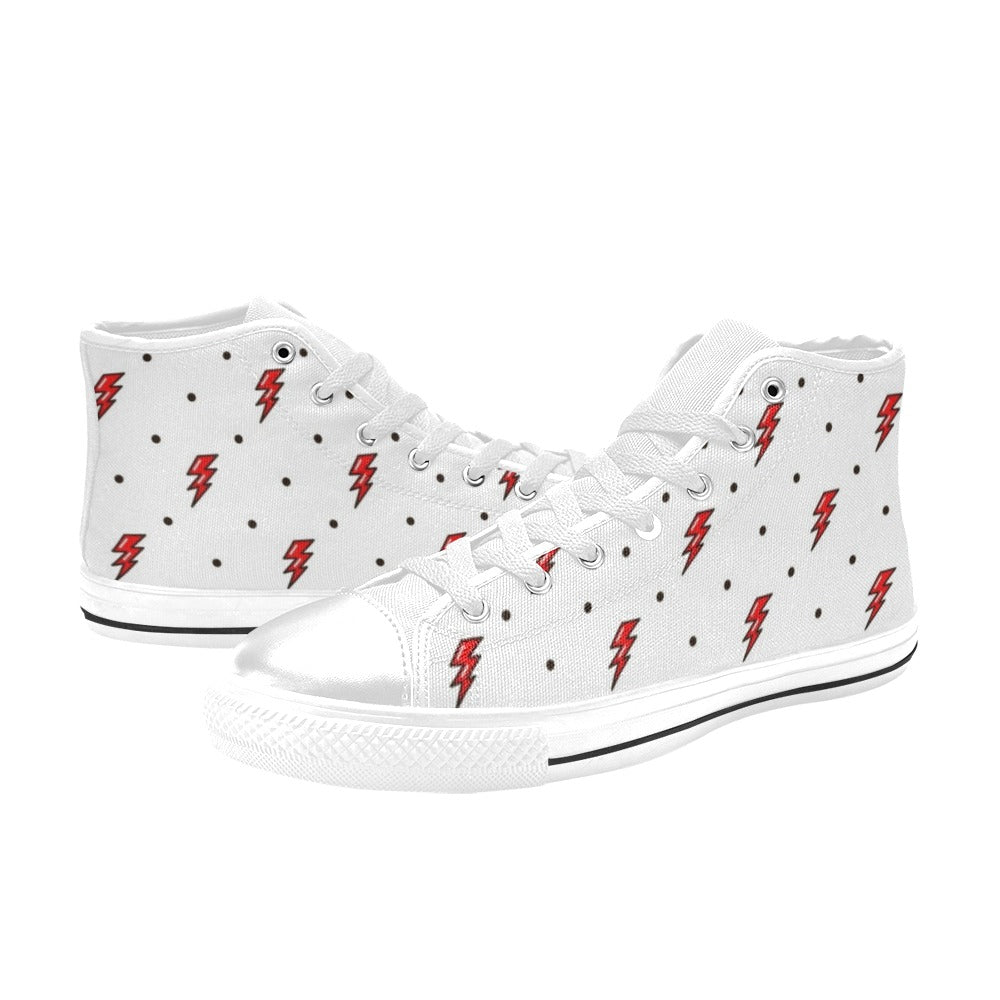 Red Lightning - Kids High Top Canvas Shoes Kids High Top Canvas Shoes comic Printed Offshore