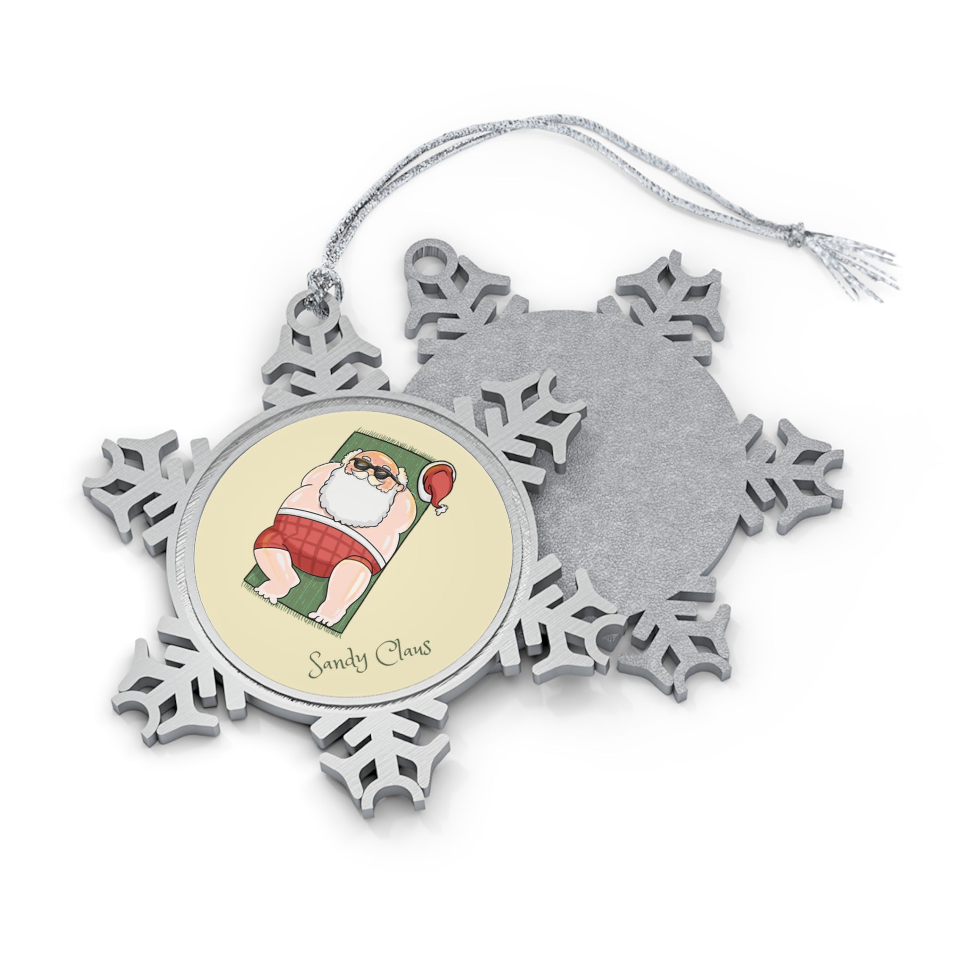 Sandy Claus - Pewter Snowflake Ornament Christmas Ornament