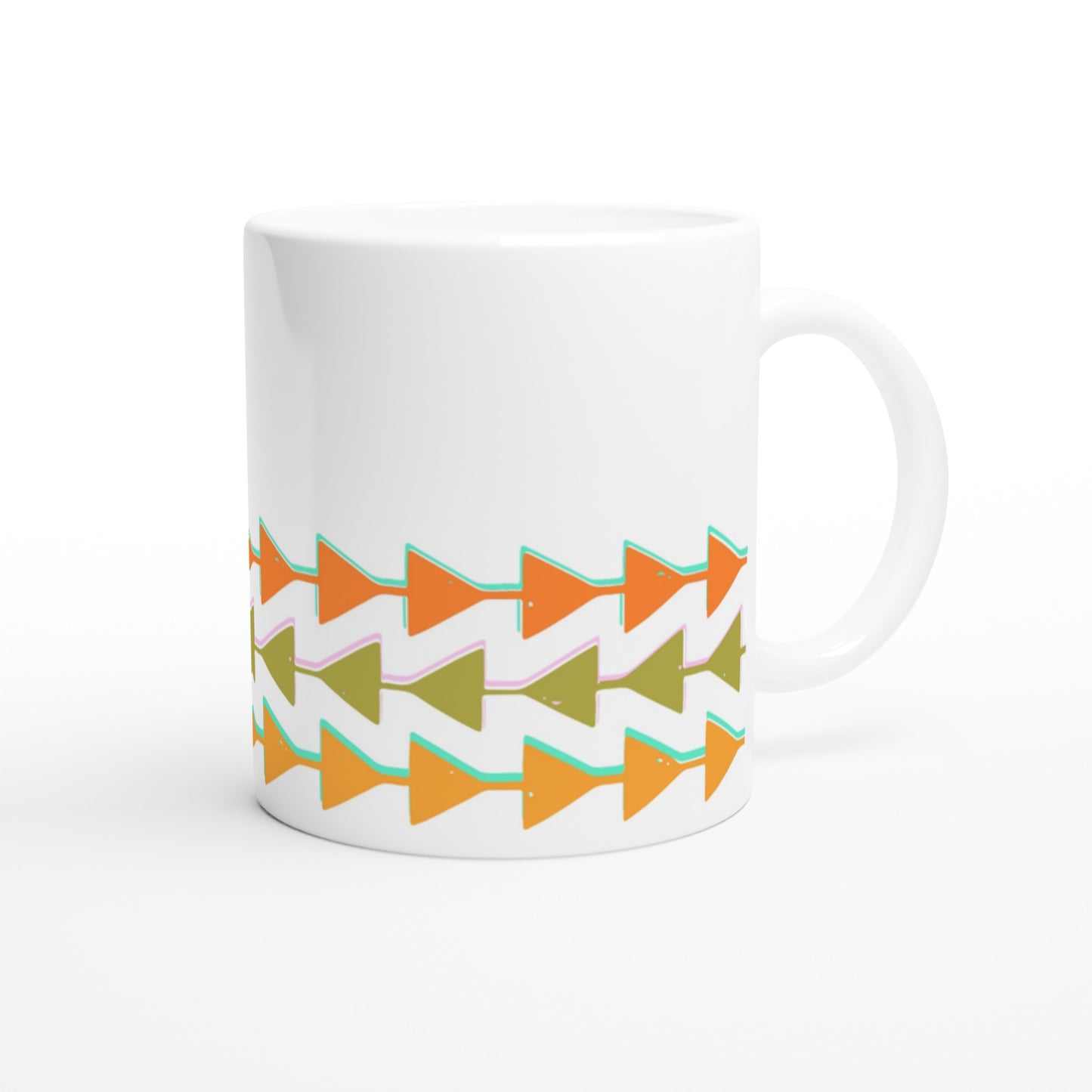 Retro Triangles - White 11oz Ceramic Mug White 11oz Mug Globally Fulfilled Retro