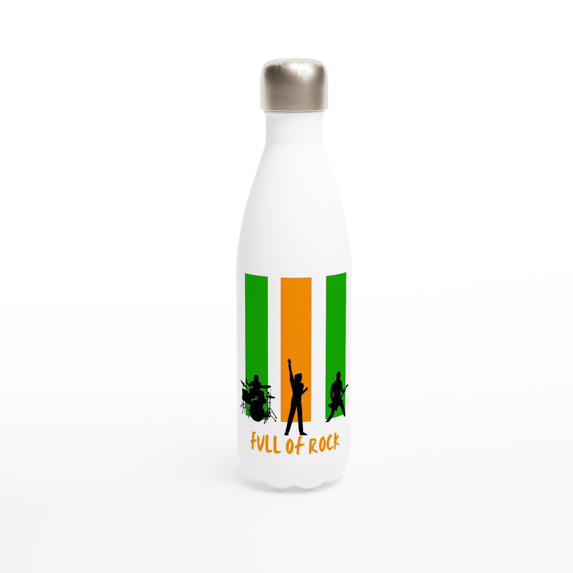 Full Of Rock - White 17oz Stainless Steel Water Bottle Default Title White Water Bottle Globally Fulfilled Music