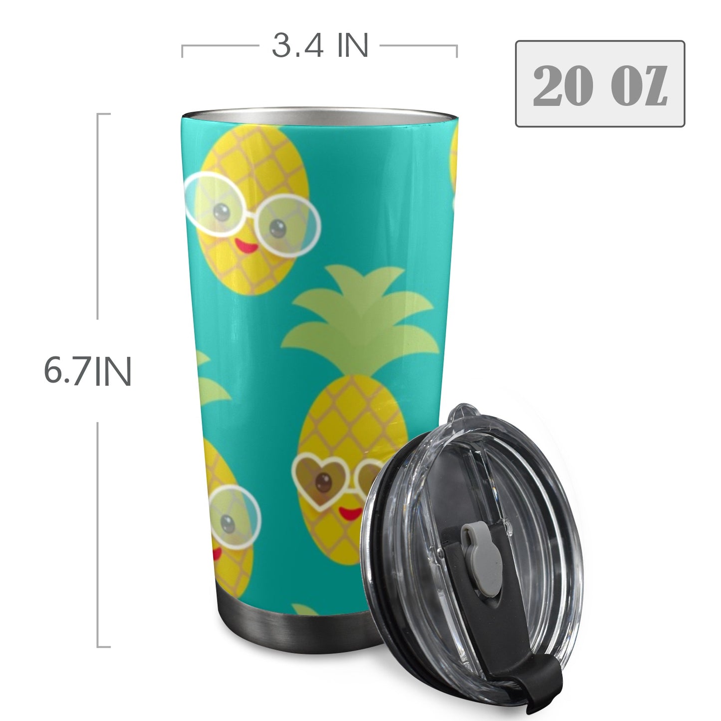 Pineapples With Glasses - 20oz Travel Mug / Tumbler