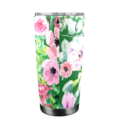 Bright Floral - 20oz Travel Mug with Clear Lid Clear Lid Travel Mug Plants