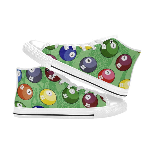 Pool Balls - Women's High Top Canvas Shoes