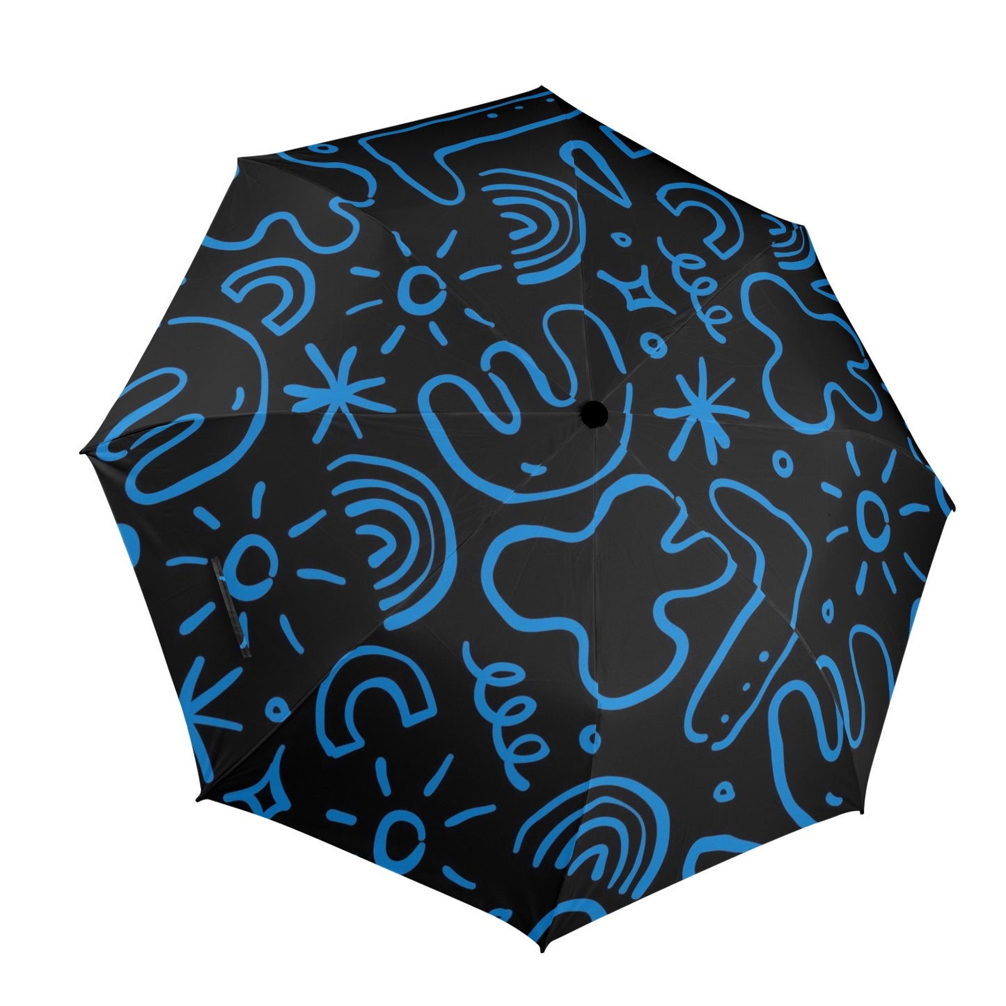 Blue Squiggle - Semi-Automatic Foldable Umbrella Semi-Automatic Foldable Umbrella