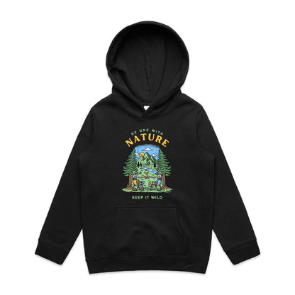 Be One With Nature, Skeleton - Youth Supply Hood Black Kids Hoodie Environment Summer