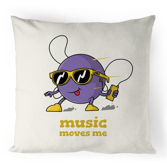 Music Moves Me, Earbuds - 100% Linen Cushion Cover Default Title Linen Cushion Cover Music