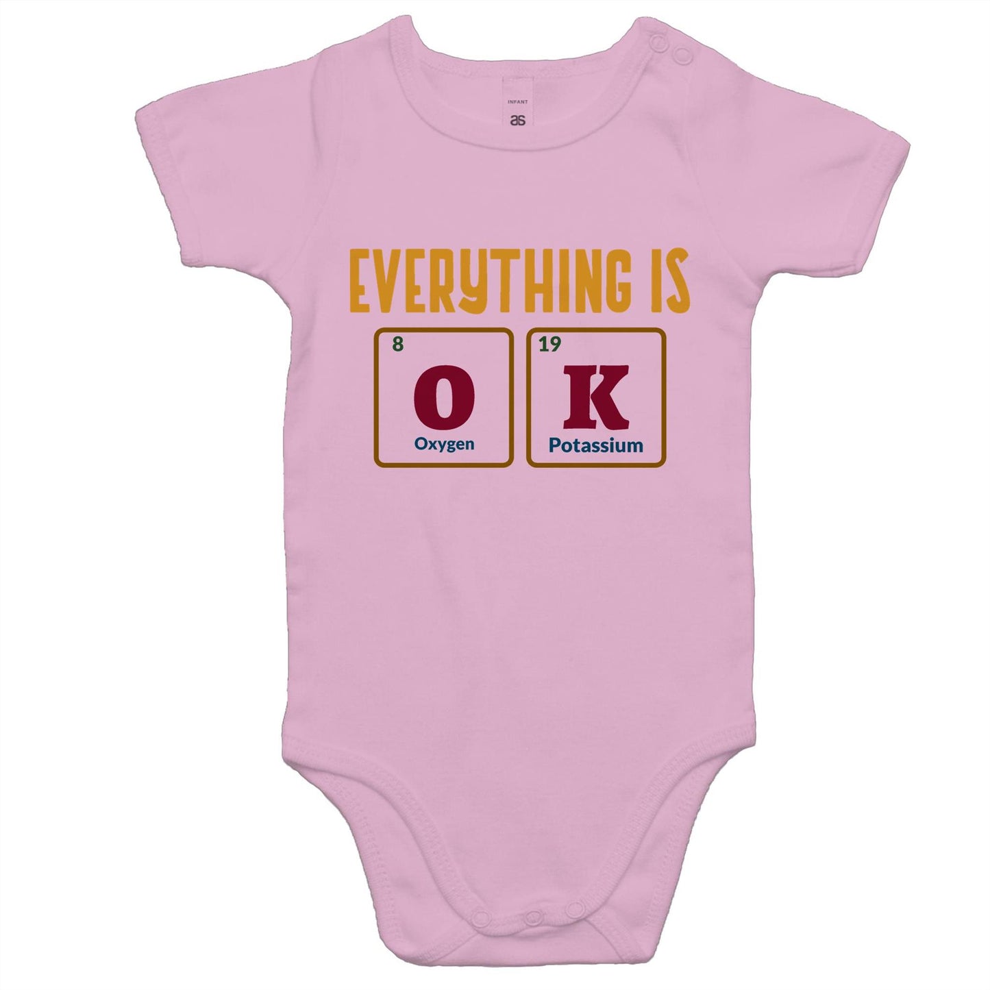 Everything Is OK, Periodic Table Of Elements - Baby Bodysuit Pink Baby Bodysuit Science