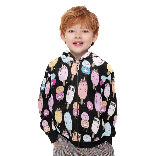 Cute Animal Ice Blocks - Junior Boys Zip Up Hoodie