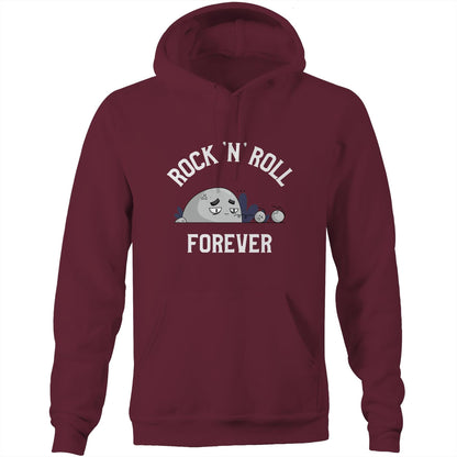 Rock 'N' Roll Forever - Pocket Hoodie Sweatshirt Burgundy Hoodie Music