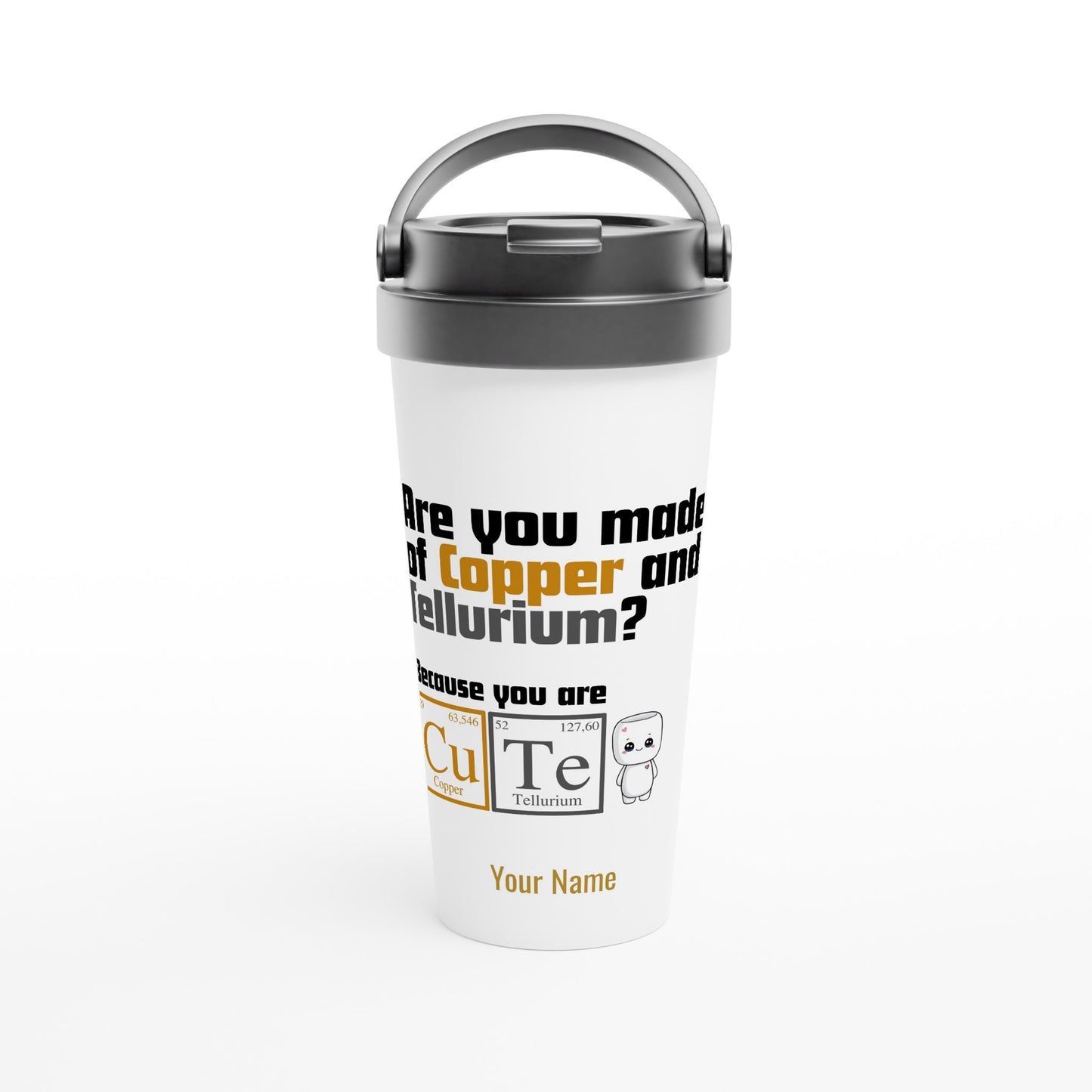 Personalised - You Are Cute, Periodic Table - White 15oz Stainless Steel Travel Mug Default Title Personalised Travel Mug Science