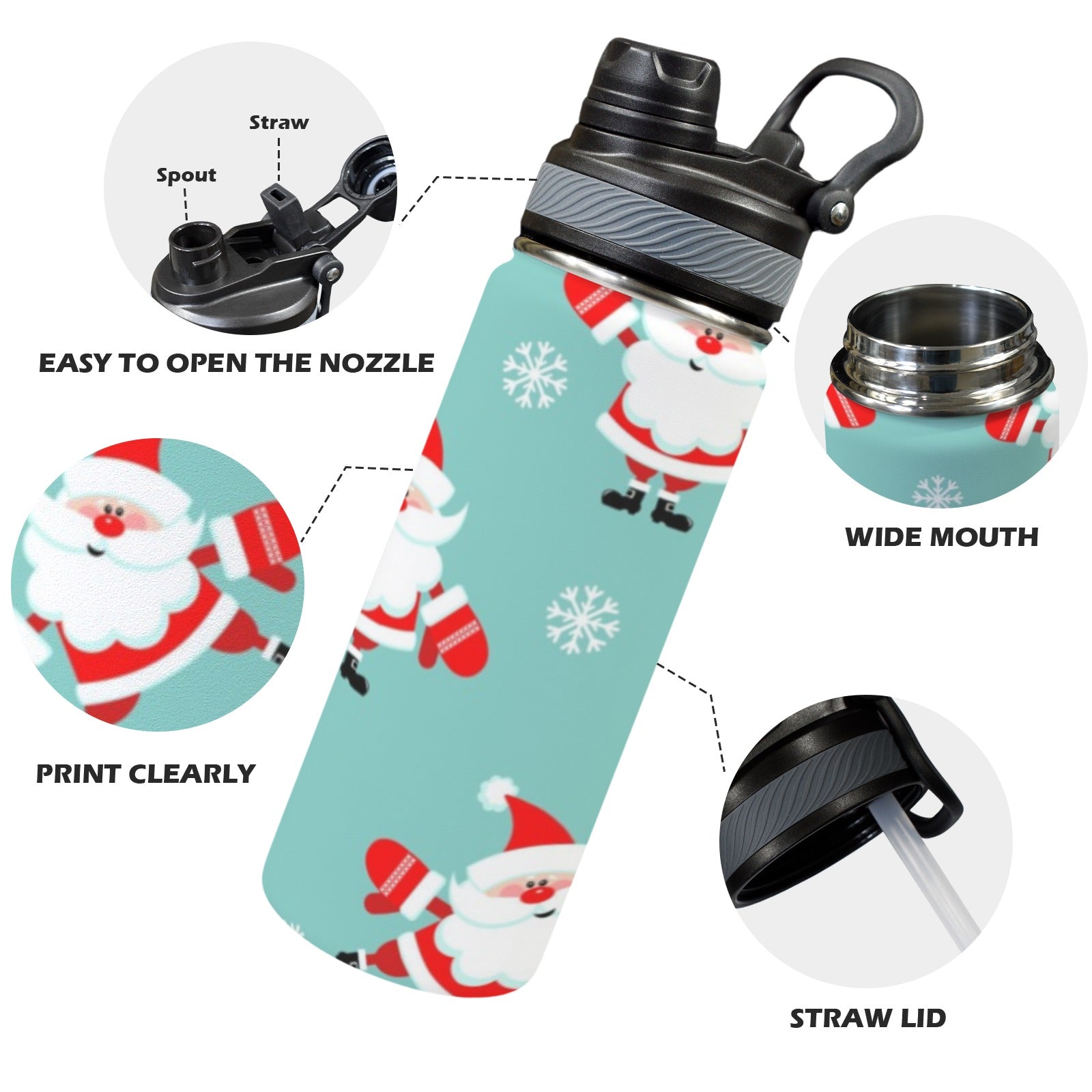 Santas - Insulated Water Bottle with Dual-Use Lid (18oz) Insulated Water Bottle with Dual-Use Lid (18oz) Printed Offshore