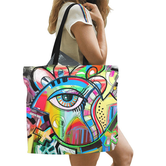 Graffiti Bird - Full Print Canvas Tote Bag Full Print Canvas Tote Bag Printed Offshore