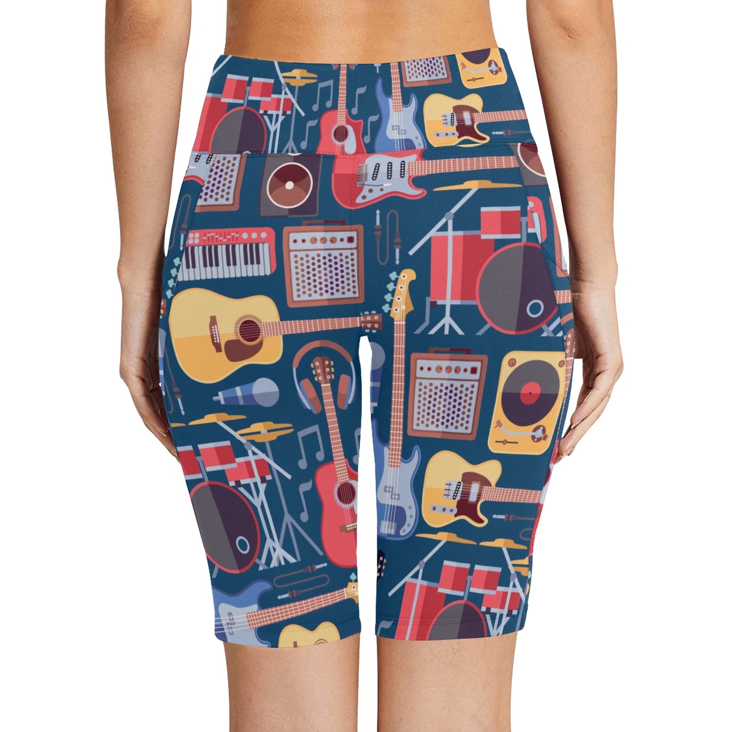 Music Instruments Blue - Women's Bike Shorts