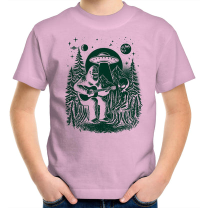 Alien And Bigfoot Playing Guitar - Kids Youth T-shirt