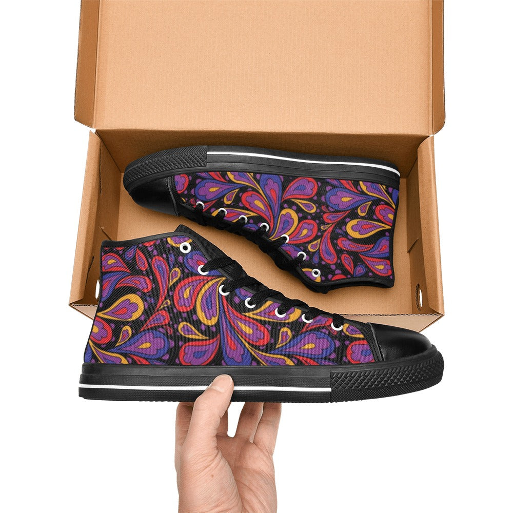 Paisley Swirl - Women's High Top Canvas Shoes