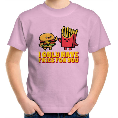 I Only Have Fries For You, Burger And Fries - Kids Youth T-Shirt Pink Kids Youth T-shirt