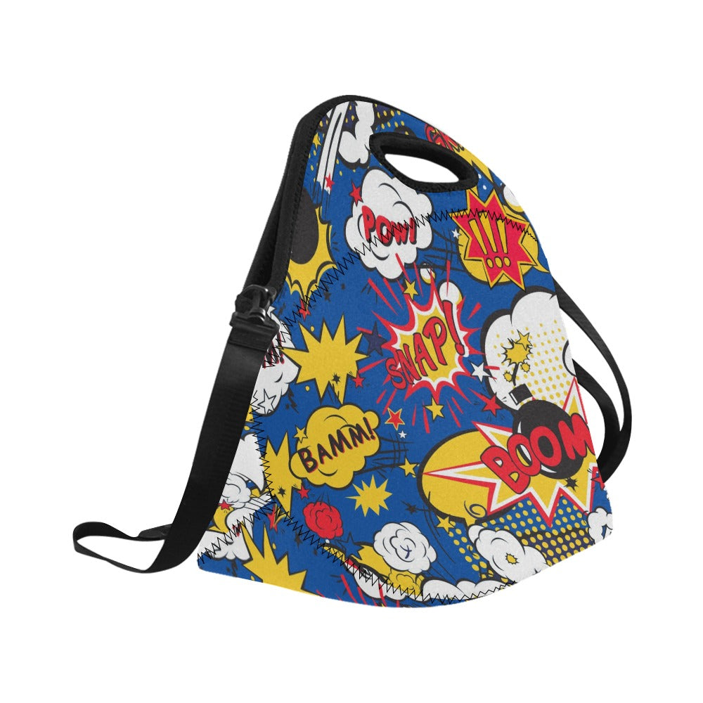 Blue Comic Book - Neoprene Lunch Bag/Large