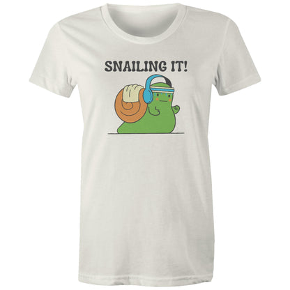 Snailing It - Womens T-shirt Natural Womens T-shirt Fitness Printed In Australia