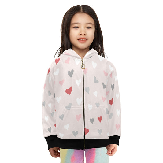 Pretty Hearts - Junior Girls Zip up Hoodie