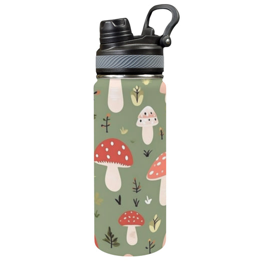 Toadstools - Insulated Water Bottle with Dual-Use Lid (18oz)