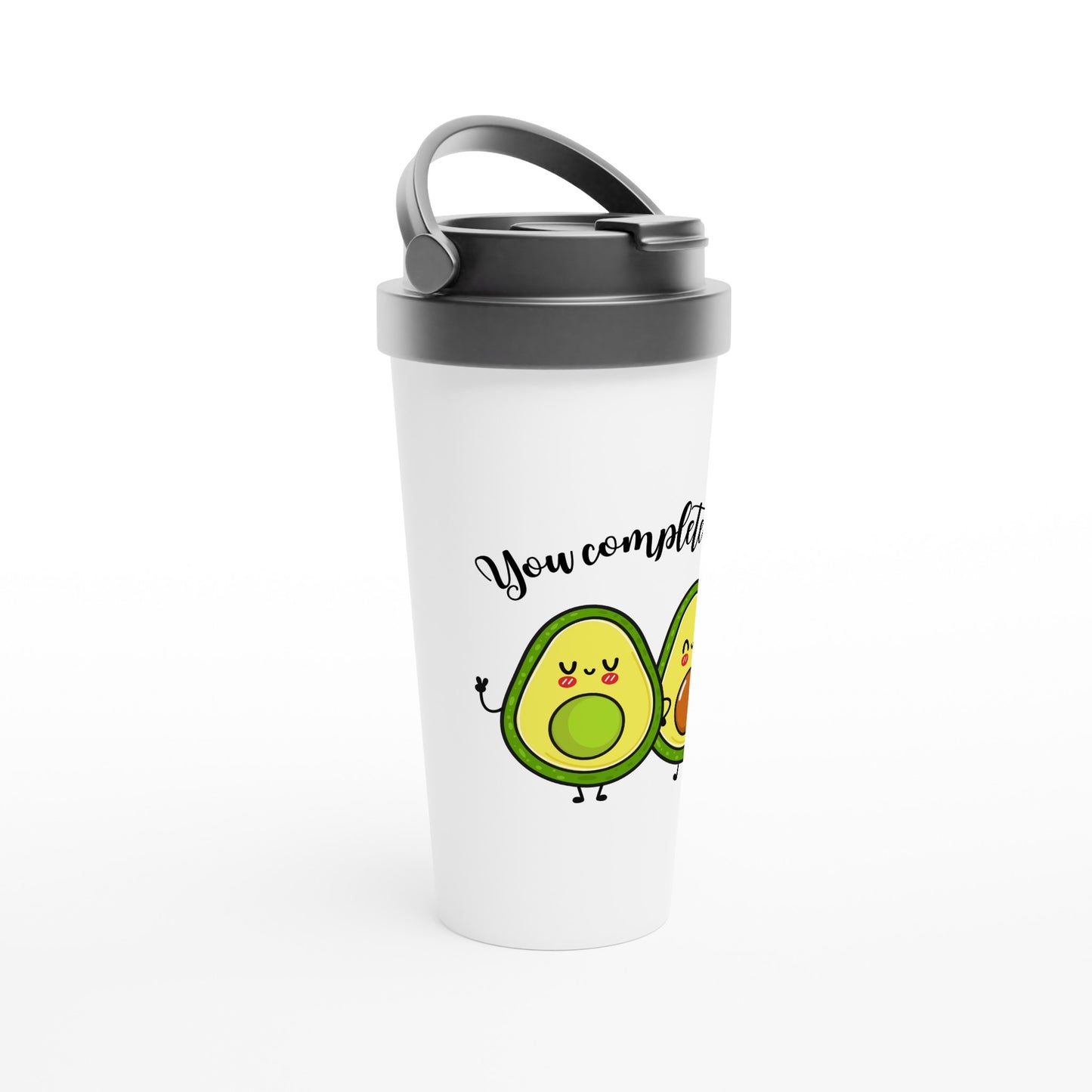 Avocado, You Complete Me - White 15oz Stainless Steel Travel Mug Travel Mug food Globally Fulfilled Love