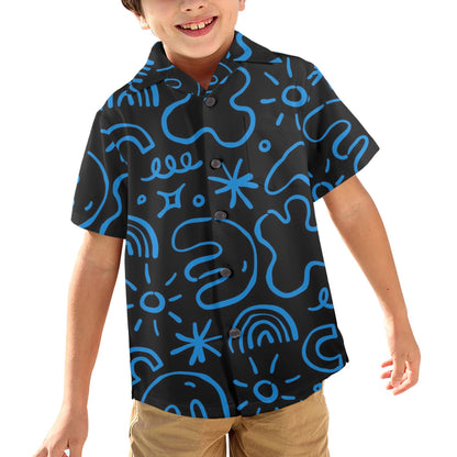 Blue Squiggle - Junior Boys Hawaiian Shirt