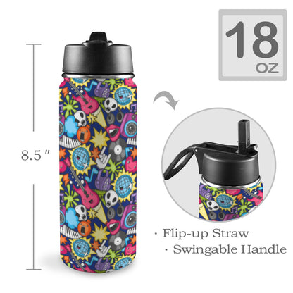 Sticker Music - Insulated Water Bottle with Straw Lid (18oz) Insulated Water Bottle with Swing Handle Printed Offshore