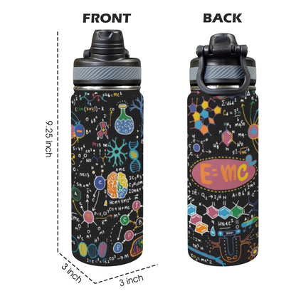 Science Time Blackboard - Insulated Water Bottle with Dual-Use Lid (18oz)