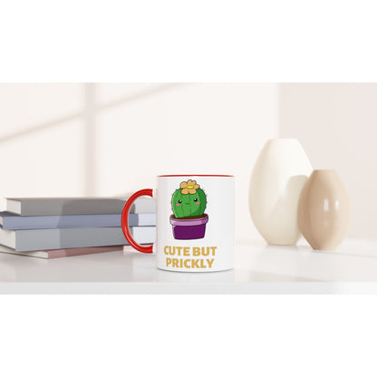 Cactus, Cute But Prickly - White 11oz Ceramic Mug with Colour Inside Colour 11oz Mug Globally Fulfilled Plants