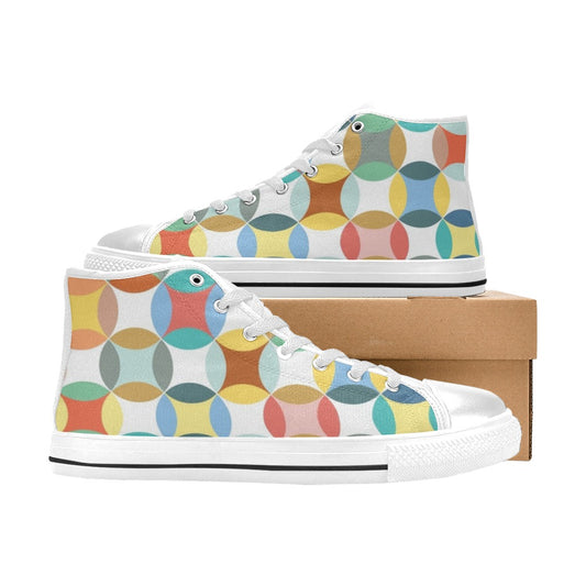 Circles - Men's High Top Canvas Shoes