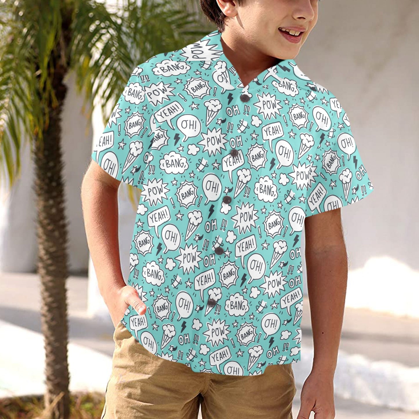 Comic Book Speech Bubbles - Junior Boys Hawaiian Shirt