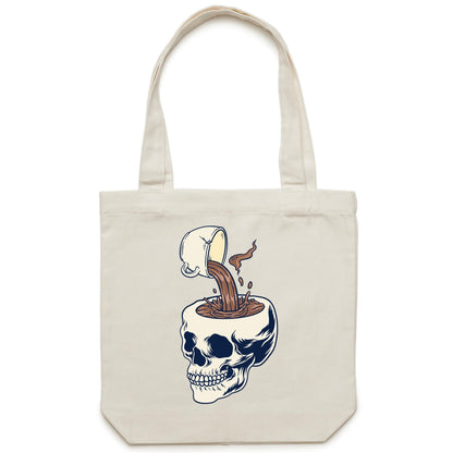 Coffee Skull - Canvas Tote Bag Cream One Size Tote Bag Coffee