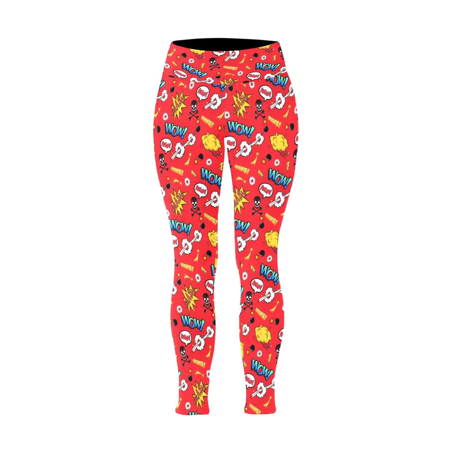 Comic Book Red - Womens High Waist Leggings (Sizes 16-22)