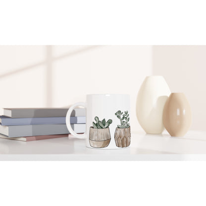 Plants In Pots - White 11oz Ceramic Mug White 11oz Mug Globally Fulfilled Plants