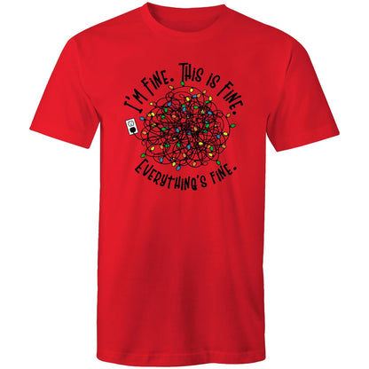 Tangled Christmas Lights, I'm Fine, This Is Fine, Everything Is Fine - Mens T-Shirt