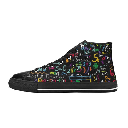 Math Scribbles - Men's High Top Canvas Shoes