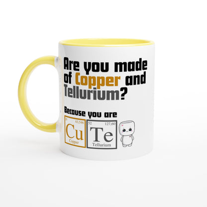 Cute, Periodic Table Of Elements - White 11oz Ceramic Mug with Colour Inside Ceramic Yellow Colour 11oz Mug Globally Fulfilled Science