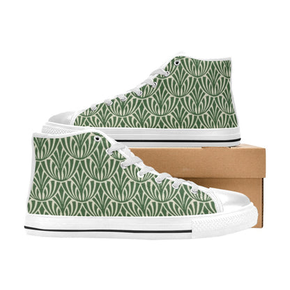 Green Pattern - Men's High Top Canvas Shoes