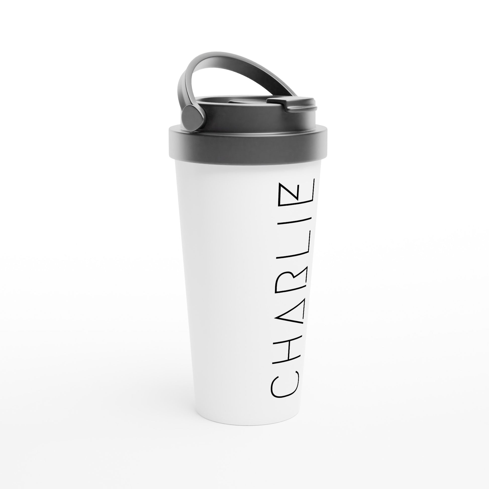 Personalise - Your Name - White 15oz Stainless Steel Travel Mug Personalised Travel Mug