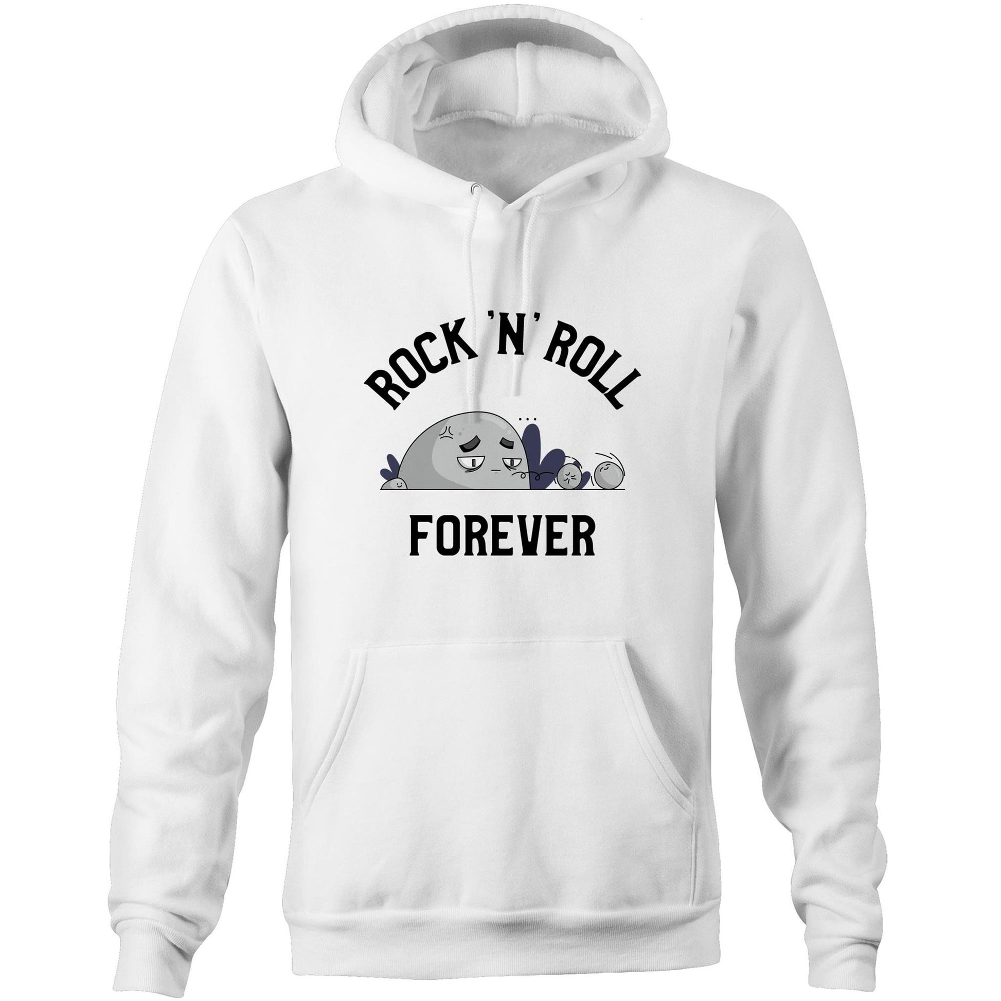 Rock 'N' Roll Forever - Pocket Hoodie Sweatshirt White Hoodie Music