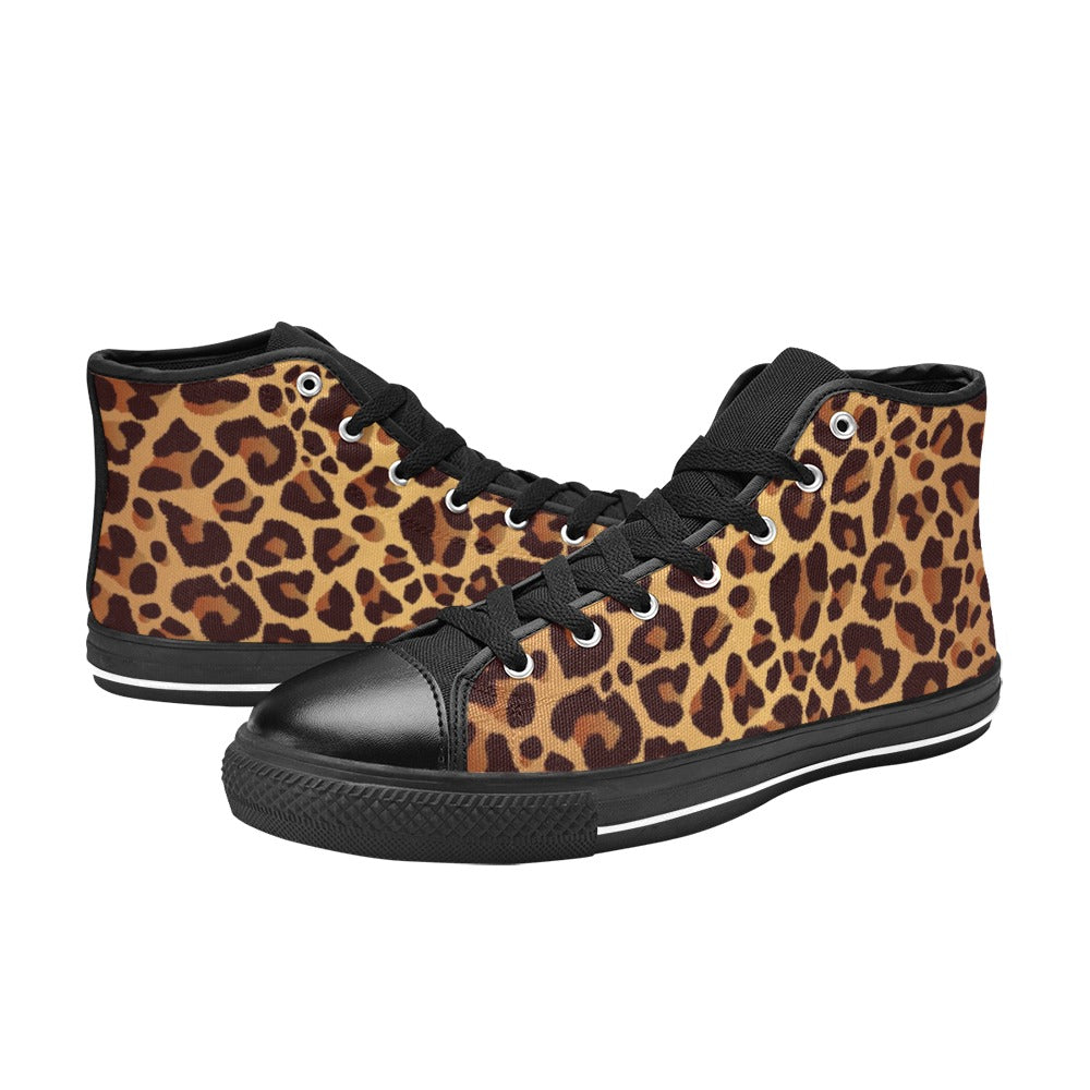 Leopard Print - Men's High Top Canvas Shoes