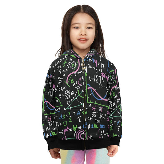 Equations In Green And Pink - Junior Girls Zip Up Hoodie