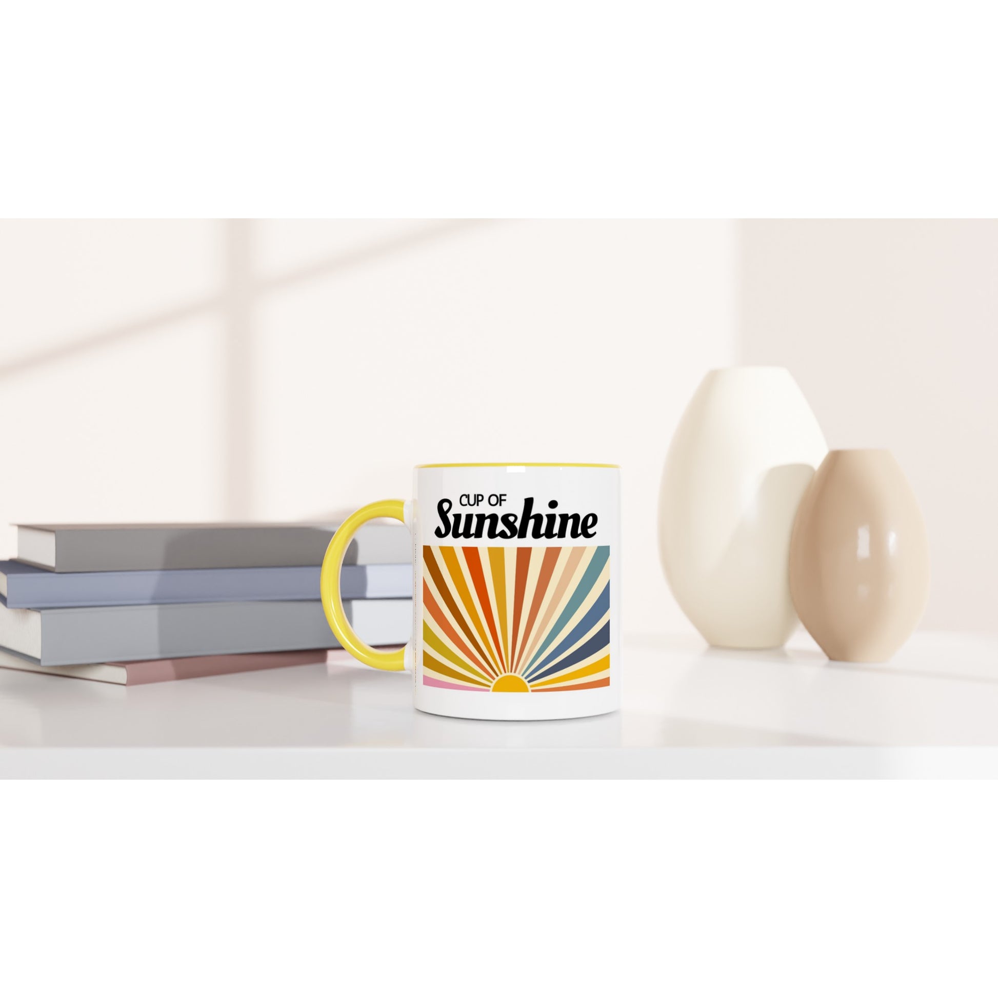 Cup Of Sunshine - White 11oz Ceramic Mug with Colour Inside Colour 11oz Mug Globally Fulfilled retro